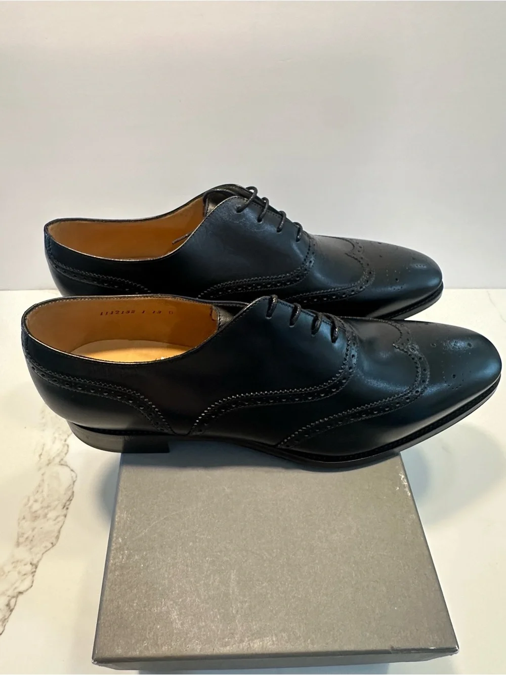 Men's Black Leather Brogue Derby Shoes